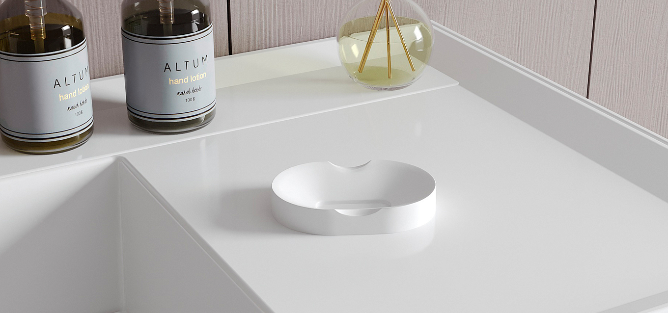 Мыльница из Solid Surface — новинка коллекции аксессуаров Belux