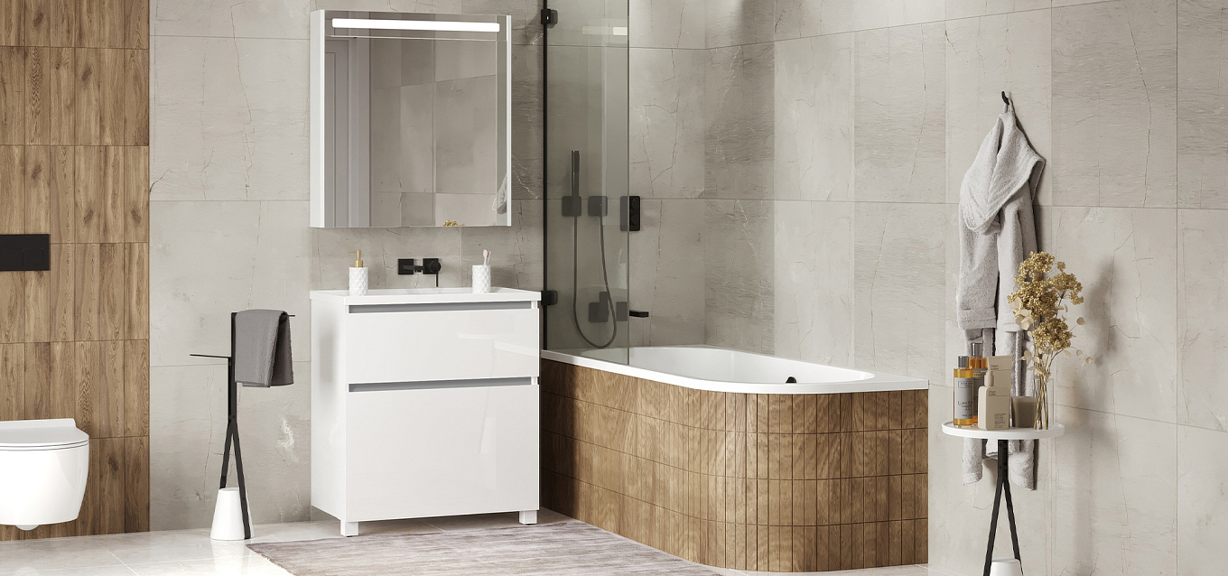 Расширение коллекции Фаворит: напольные тумбы с дизайнерской корзиной для белья